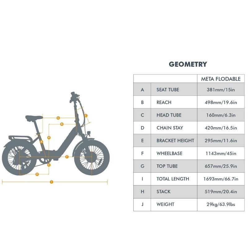 Eunorau META 20" Foldable E-Bike Geometry | Ebike Boomers LLC